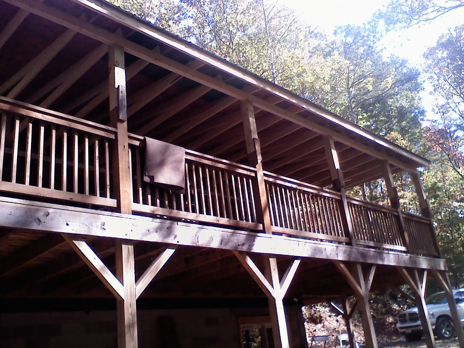 Timber framing under a new elevated porch and deck — Roof Leak Repair in Sandersville by Roofing Brothers